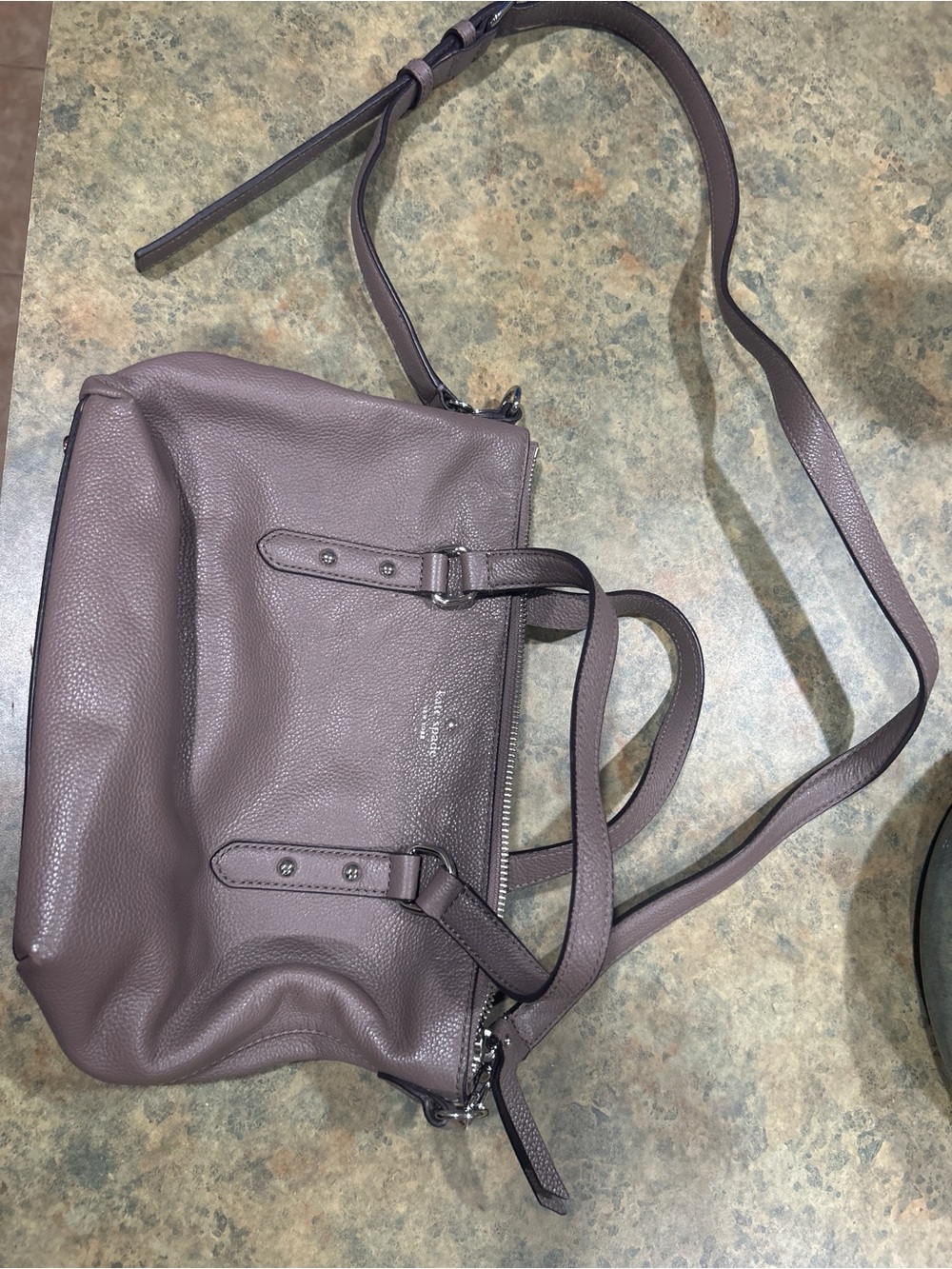Kate Spade Gray/Taupe Pebbled Leather Small Satchel Crossbody